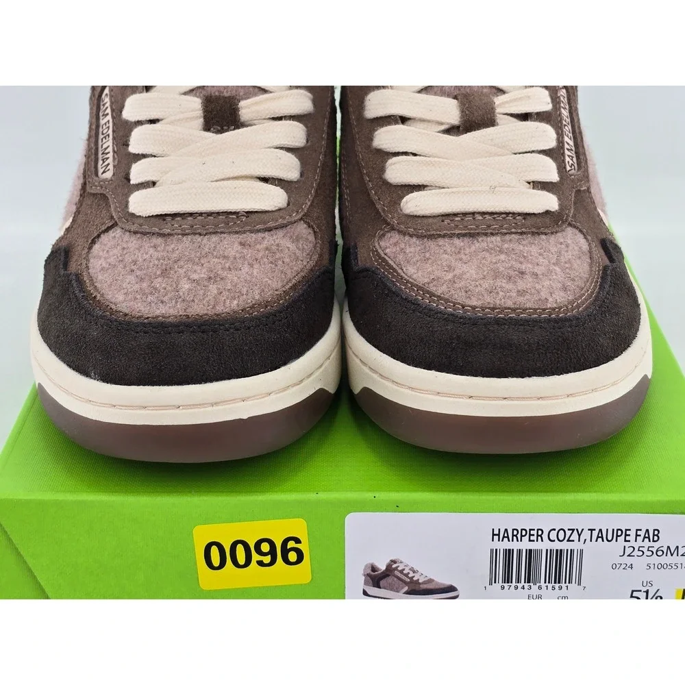 Sam Edelman Harper Cozy Sneakers Womens 5.5 Taupe Faux Fur Trim - NEW